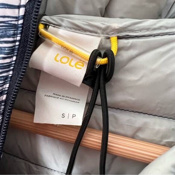 New Lole x Allied Feather and Down Purple & Blue Striped Jacket Womens size S - Picture 8 of 10